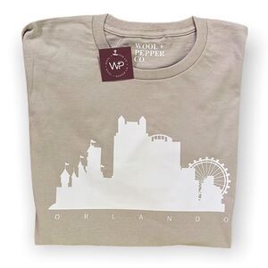 NWT Wool + Pepper Co. ORLANDO Unisex Tan & White TShirt